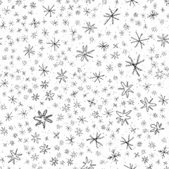 Hand Drawn grey Snowflakes Christmas Seamless Patt