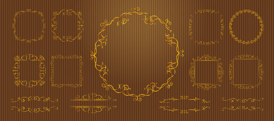 ゴージャスな金フレームのセット　アンティーク、シック、コピースペース、ラグジュアリー、ビンテージ