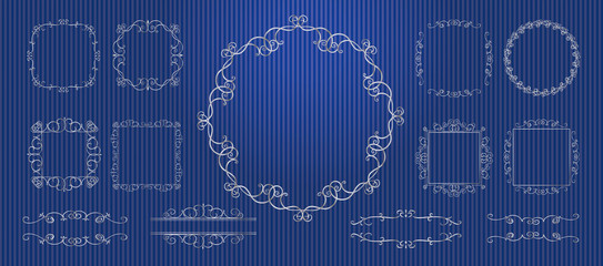 ゴージャスな銀フレームのセット　アンティーク、シック、コピースペース、ラグジュアリー、ビンテージ