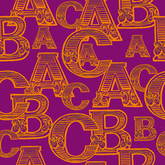 
Seamless pattern. Alphabet, English letters. Lettering, childish style. hand-drawn illustration. Graphics, abstraction