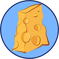 piece of cheese on blue background version 3