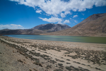 Fototapeta na wymiar View on the lake in Pamir highway, Tajikistan