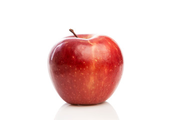 Red juicy apple. Close-up. Healthy eating Isolated on a white background.