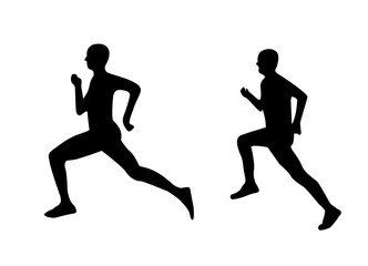 Fototapeta na wymiar Runner man silhouette sprint illustration. Male marathon run action sport