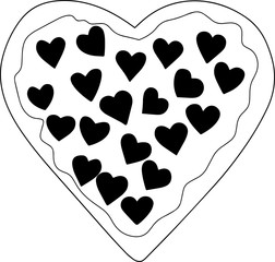 Pizza heart line art icon hand draw