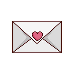 valentines day envelope with heart isolated icon vector illustration design