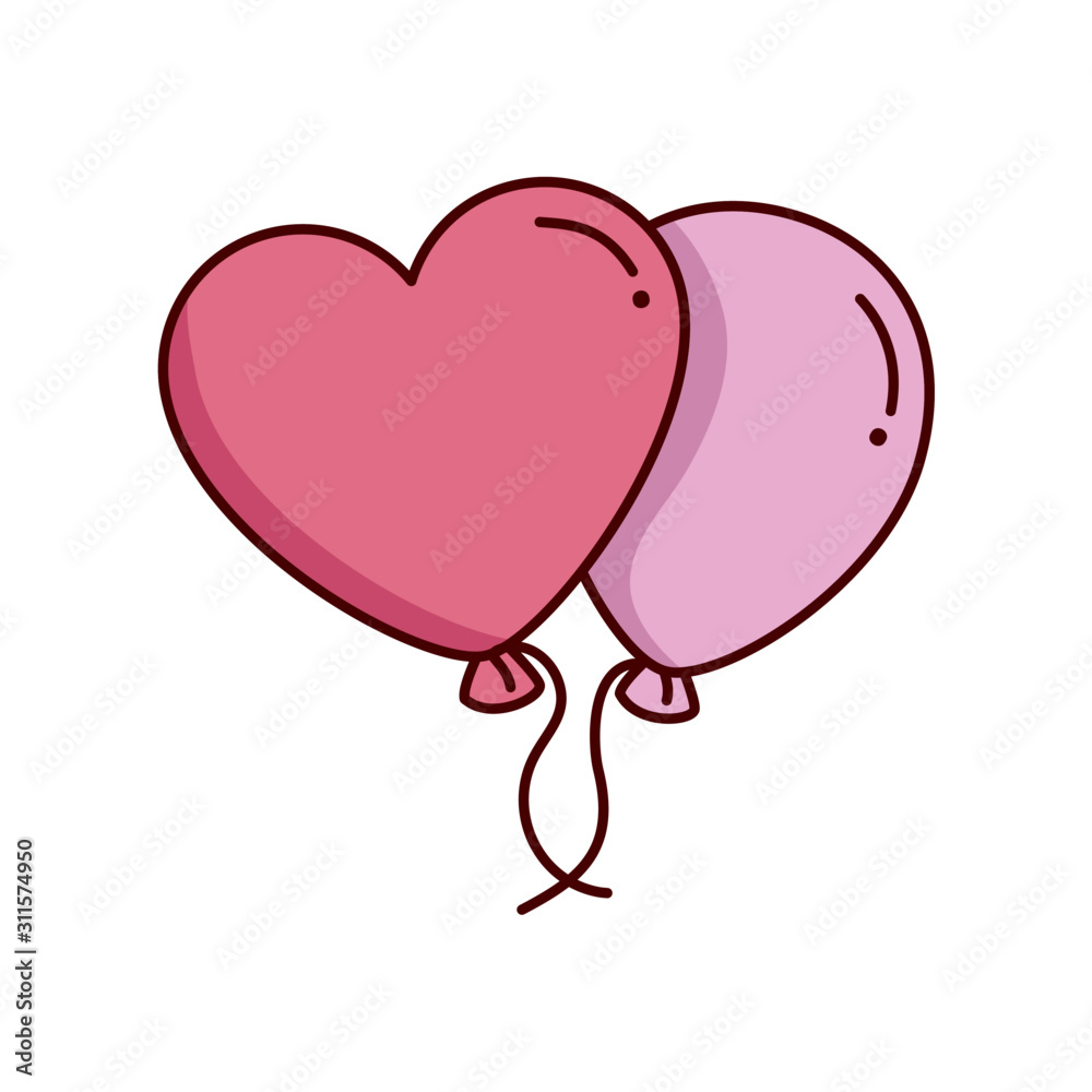 Poster valentines day balloons helium decoration design