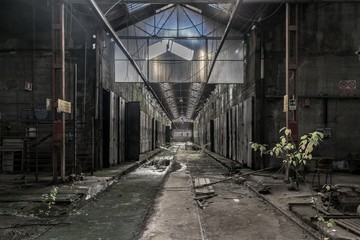 hallway of the furnaces of an abandoned factory