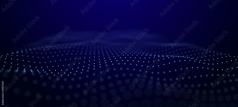 Fototapete Wave of dots . Abstract background. Network connection structure.