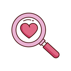 valentines day magnifying glass with heart vector illustration design