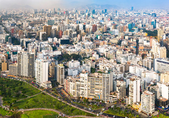 Aerial view of the build of Lima city, in Peru.