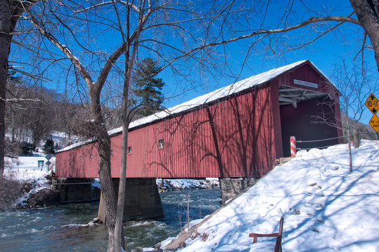 West Cornwall Covered Bridge Winter New England