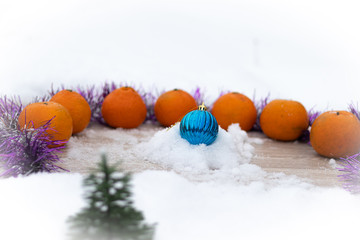 Tangerines for the new year with toys