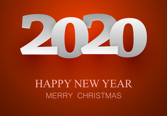 2020 happy New Year simbol in minimalistic style. Isolated numbers for your design. Vector illustration.