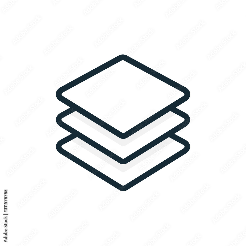 Sticker layer icon vector logo. stack paper symbol flat line technology. layers items icon