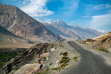 View on the mountains in Pamir highway in Tajikistan sharing with afghanistan border