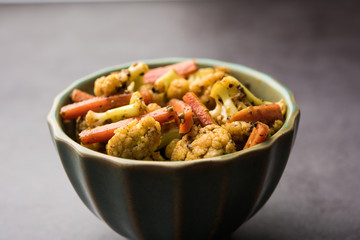 Carrots, cauliflowers achar made using PhoolGobi and Gajar. It's a sweet and sore seasonal pickle from India