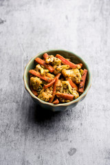 Carrots, cauliflowers achar made using PhoolGobi and Gajar. It's a sweet and sore seasonal pickle from India