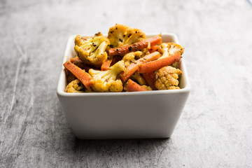 Carrots, cauliflowers achar made using PhoolGobi and Gajar. It's a sweet and sore seasonal pickle from India