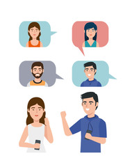 group of young people avatar character vector illustration design