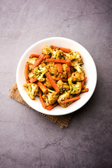 Carrots, cauliflowers achar made using PhoolGobi and Gajar. It's a sweet and sore seasonal pickle from India
