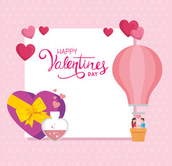 happy valentines day card with decoration vector illustration design
