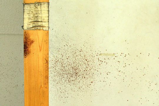 harate makiwara puching board with blood splashed on the wall