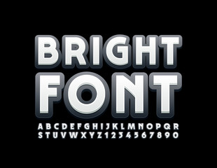 Vector Bright Font. White and Black Alphabet. 
