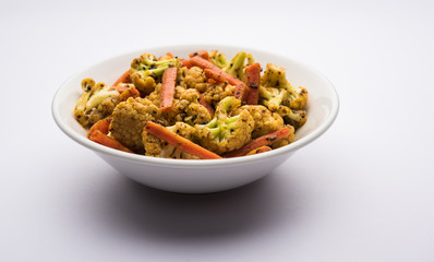 Carrots, cauliflowers achar made using PhoolGobi and Gajar. It's a sweet and sore seasonal pickle from India