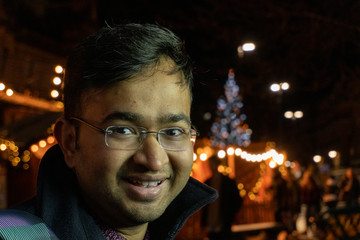 Rahul Mandal With Christmas Tree in the Background