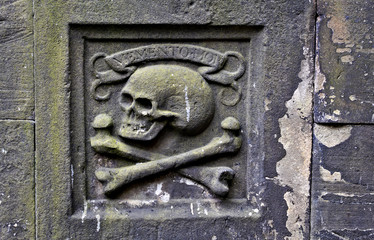Greyfriars Kirkyard - skull and bones ornament- Edinburgh