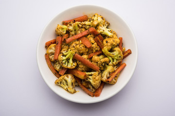 Carrots, cauliflowers achar made using PhoolGobi and Gajar. It's a sweet and sore seasonal pickle from India