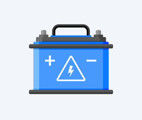 Car battery flat icon. Electric accumulator charger. Battery power vehicle energy generator car