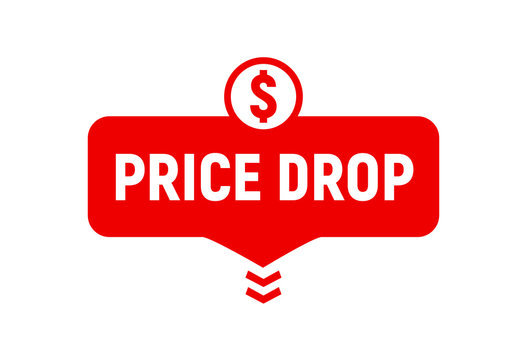 Price drop icon, lower cost reduction. Loss market sale concept, discount sign