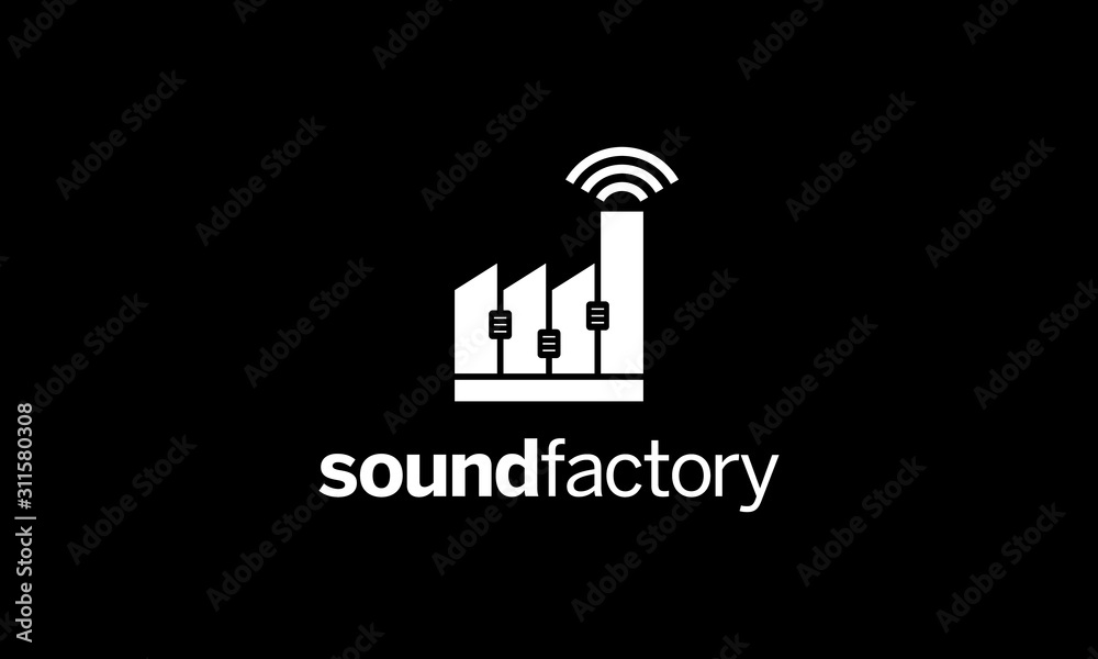 Wall mural illustration logo from equalizer with factory logo design concept