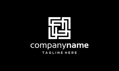 illustration logo from letter C and F with square logo design concept