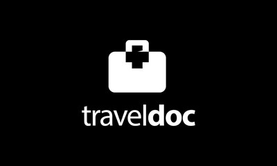 Negative space logo combination from travel bag with plus sign logo design concept