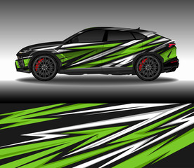 Obraz premium Car wrap decal design vector, custom livery race rally car vehicle sticker and tinting.