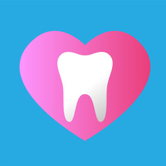 Dentist flat vector sign,love heart