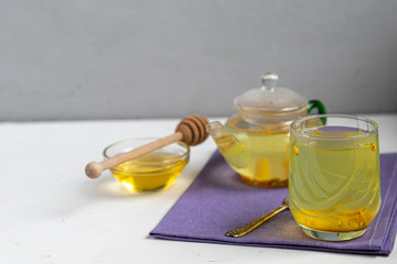 Sea buckthorn tea. A warming drink. Drink more often in the fall or in the winter. Good for health.