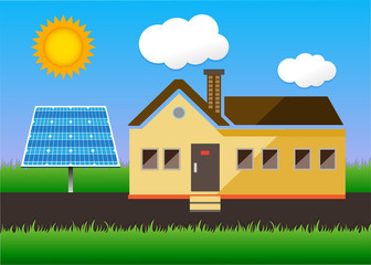 Green energy and modern house, solar cell