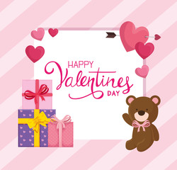 happy valentines day card with decoration vector illustration design