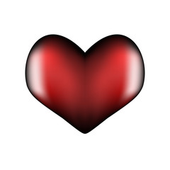 Dark red heart 3d. Symbol of love and fidelity for Valentine's Day. Realistic symmetrical shape with highlights on the edges. Vector illustration.