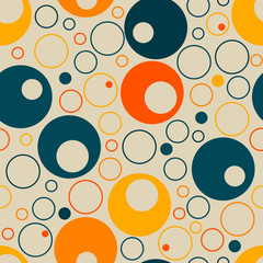 Empty concentric circles. Different sizes and colors. Seamless geometric pattern. Simple shapes. Abstract background.