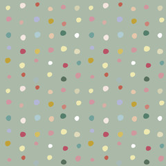 Vector green seamless pattern background with cute dots.
