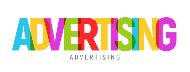 Advertising word text concept colorful vector media commercial marketing