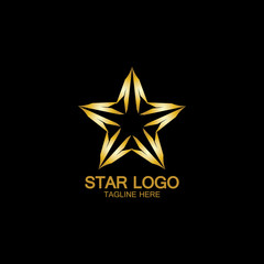 Obraz premium Gold Star Logo Vector in elegant Style with Black Background