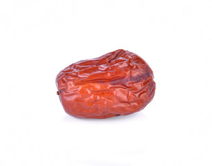 Dried red date or Chinese jujube on white background