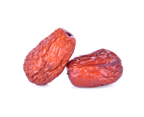 Dried red date or Chinese jujube on white background