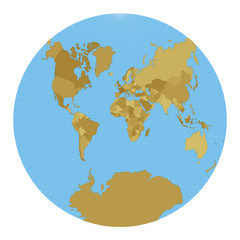 Fototapeta na wymiar World Map. Van der Grinten II projection. Map of the world with meridians on blue background. Vector illustration.